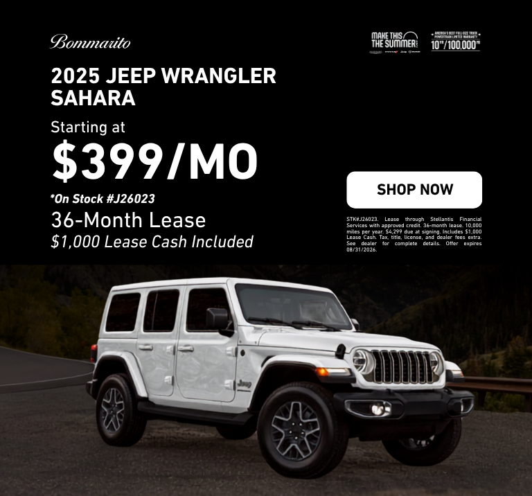 2026 Jeep Wrangler Sahara Starting at $399 Per Month